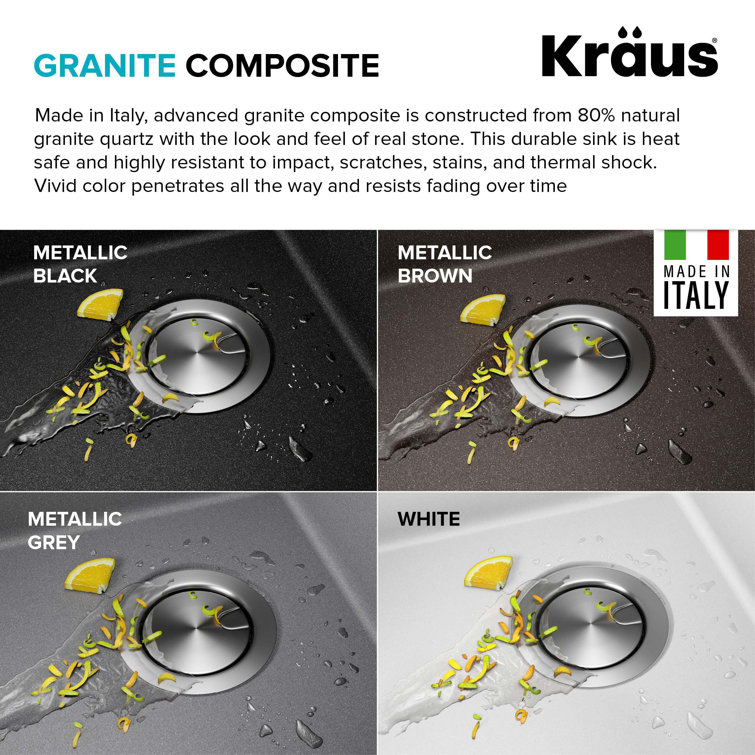 KRAUS Bellucci 25" Metallic Brown Granite Composite Workstation Sink