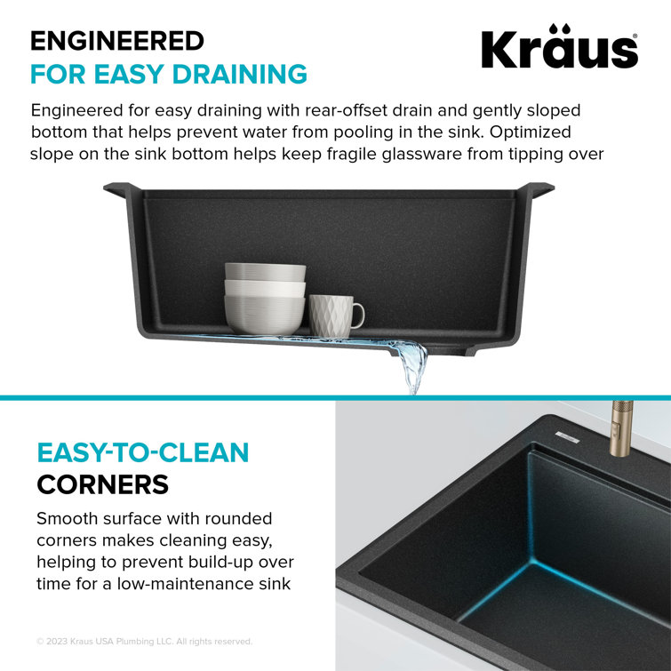 KRAUS Bellucci 25" Metallic Brown Granite Composite Workstation Sink