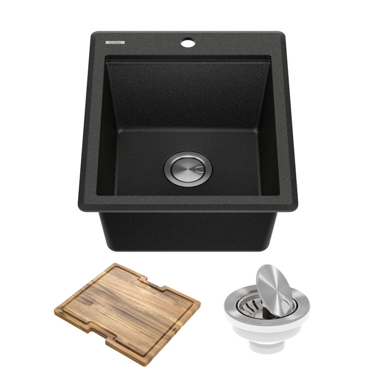 Bellucci Metallic Black Granite Composite Single Bowl Kitchen Sink