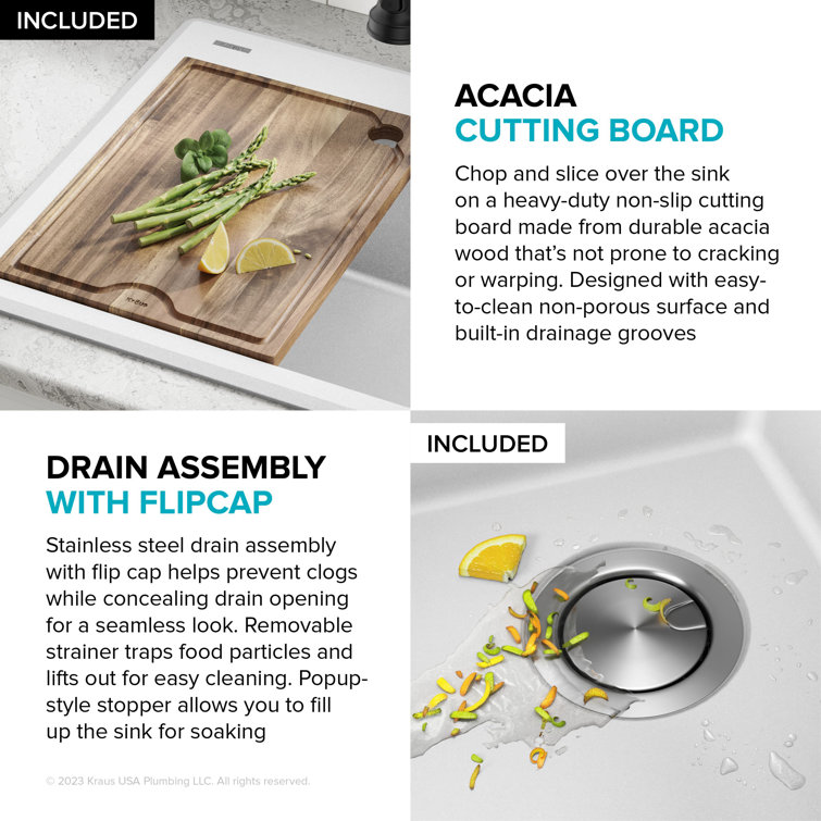 White Granite Composite Single Bowl Kitchen Sink with Accessories