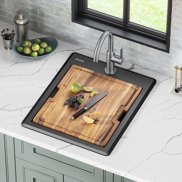 Bellucci Metallic Black Granite Composite Single Bowl Kitchen Sink