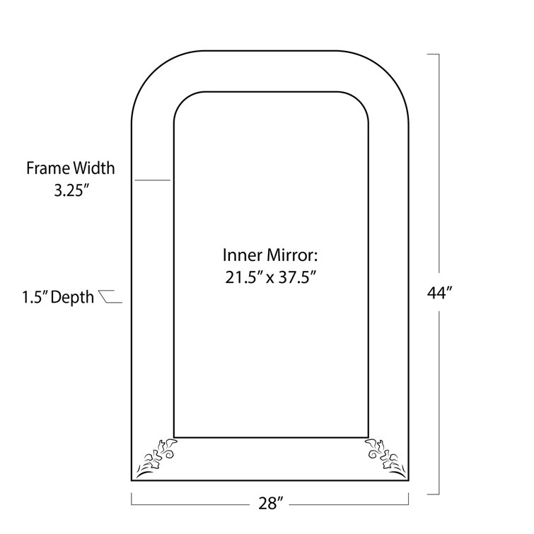 Gold Arched Rectangular Wood Accent Mirror