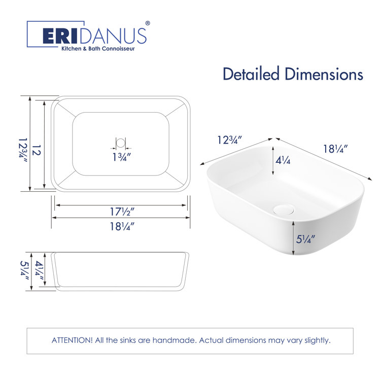 Crisp White Ceramic Rectangular Vessel Bathroom Sink