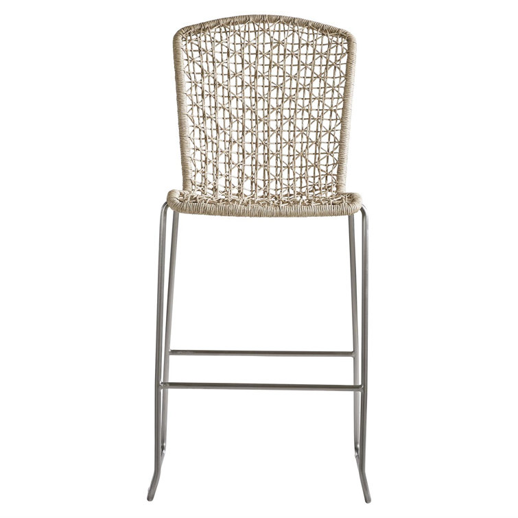 Carmel Beige Woven Wicker Outdoor Bar Stool