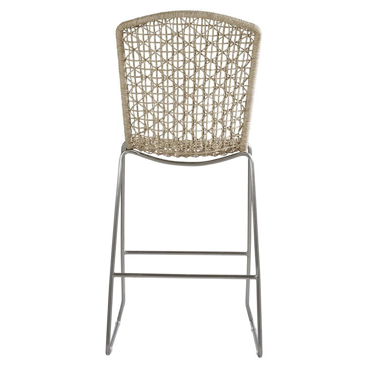 Carmel Beige Woven Wicker Outdoor Bar Stool