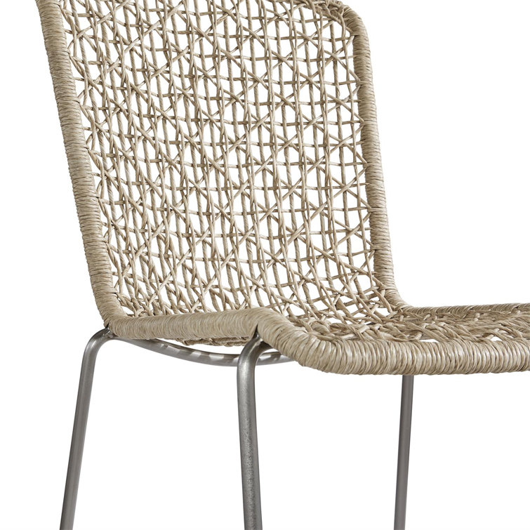 Carmel Beige Woven Wicker Outdoor Bar Stool