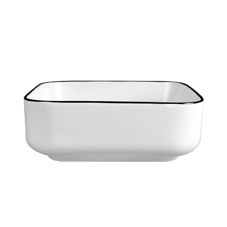 Ace 15'' White and Black Square Ceramic Vessel Sink