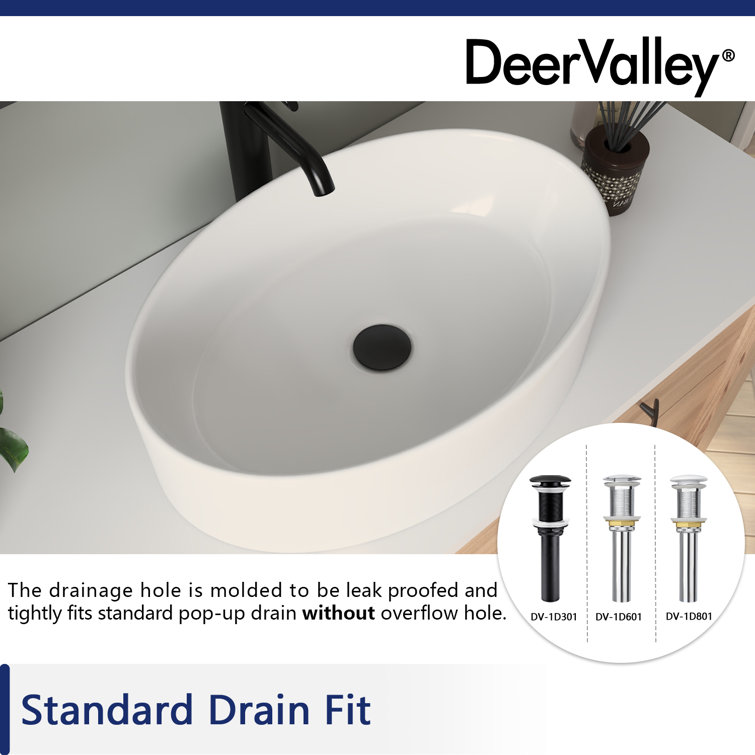 White Ceramic Oval Vessel Bathroom Sink, 19.7"
