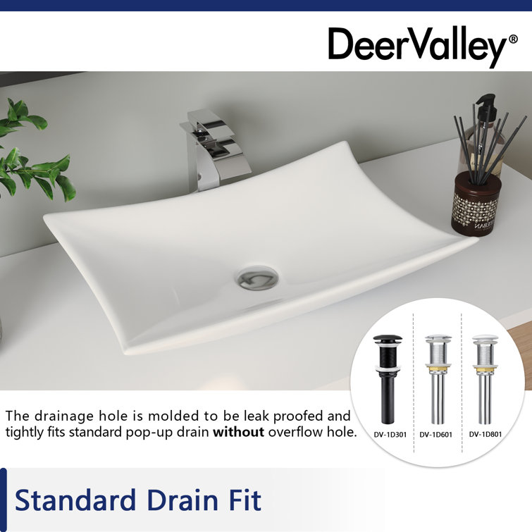 Prism White Ceramic Rectangular Above-Counter Vessel Sink