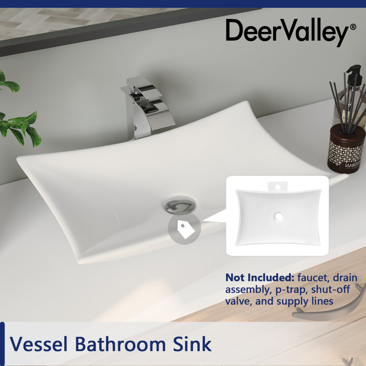 Prism White Ceramic Rectangular Above-Counter Vessel Sink