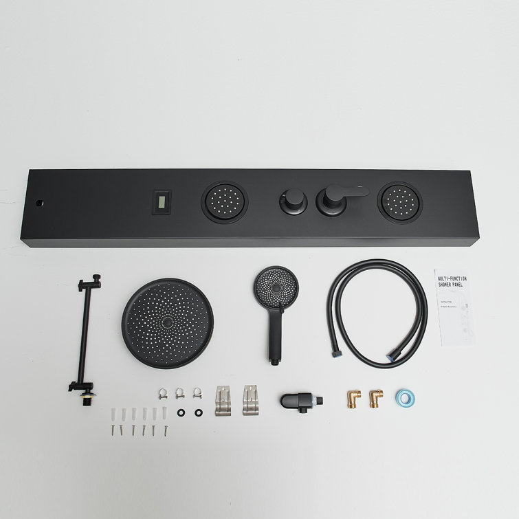 Matte Black 60.55'' Shower Panel with Adjustable Rainfall Shower Head