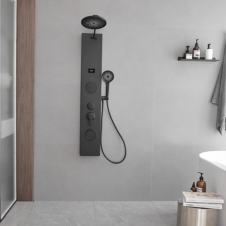 Matte Black 60.55'' Shower Panel with Adjustable Rainfall Shower Head