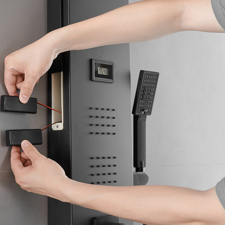 Matte Black 4-Jet Rainfall Shower Panel System with LED Light