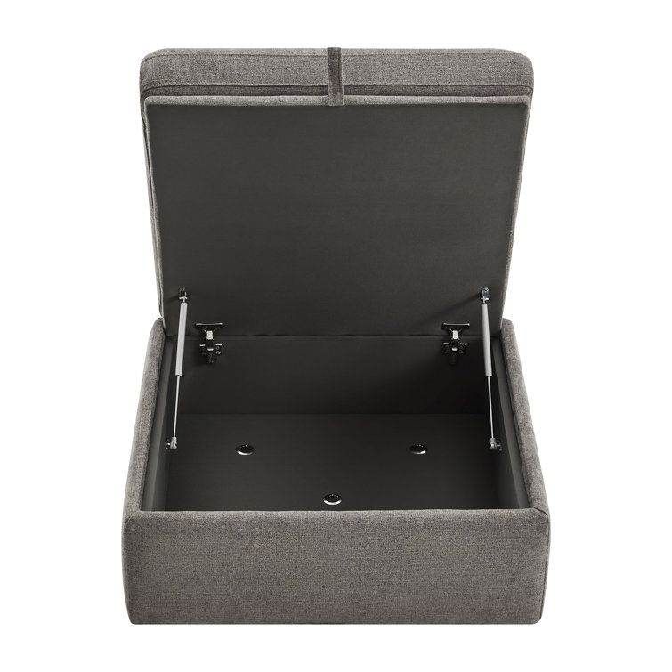 Fossil Gray 33.9'' Wide Linen Storage Ottoman