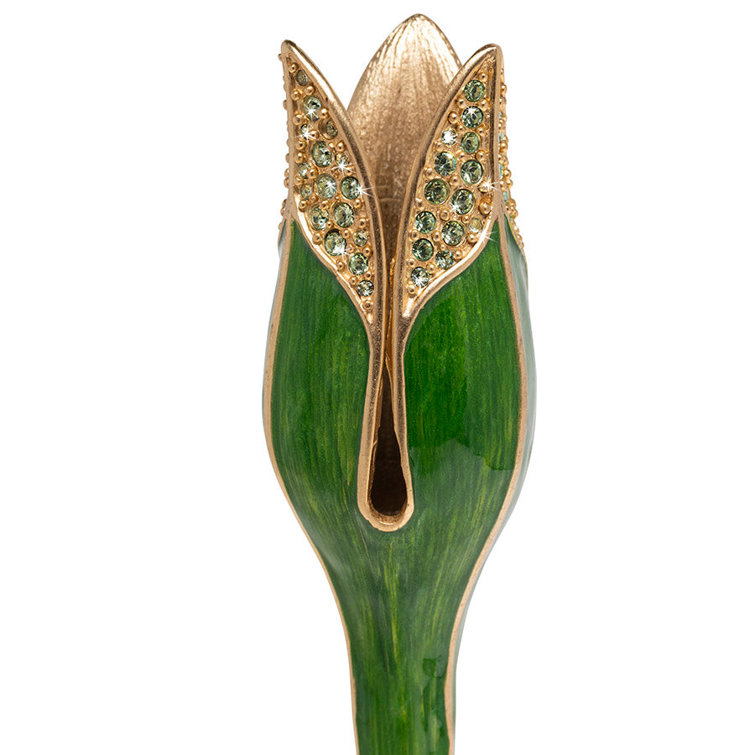Fern Green and Gold Tall Tulip Candlestick Holder