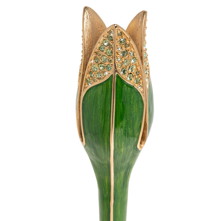 Fern Green and Gold Tall Tulip Candlestick Holder