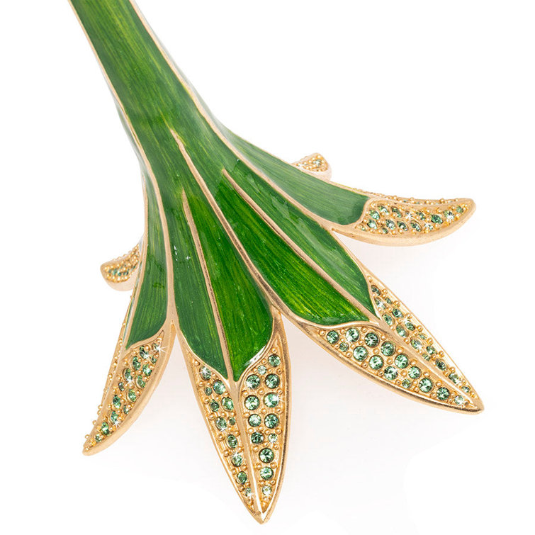Fern Green and Gold Tall Tulip Candlestick Holder
