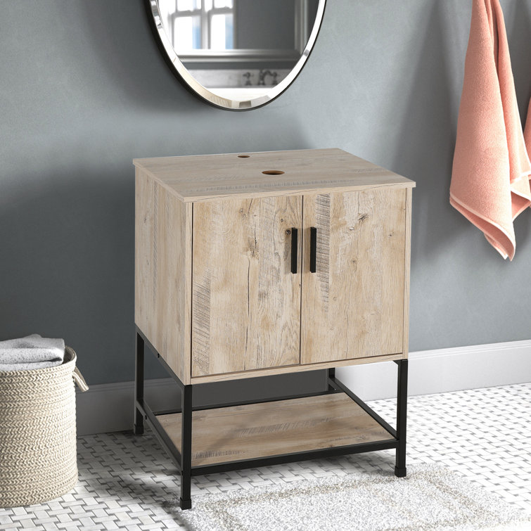 Eclife 24" Oak Freestanding Bathroom Vanity with Bottom Shelf