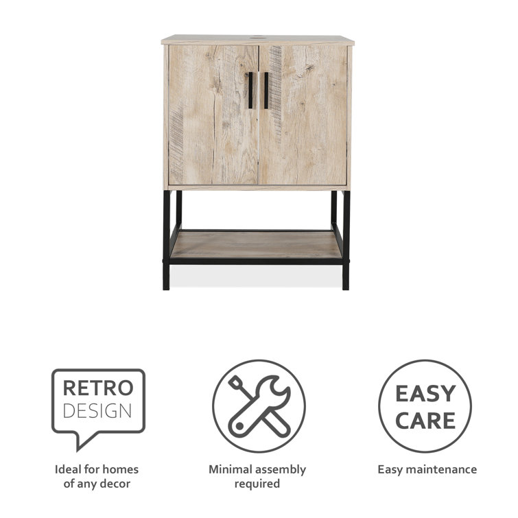 Eclife 24" Oak Freestanding Bathroom Vanity with Bottom Shelf