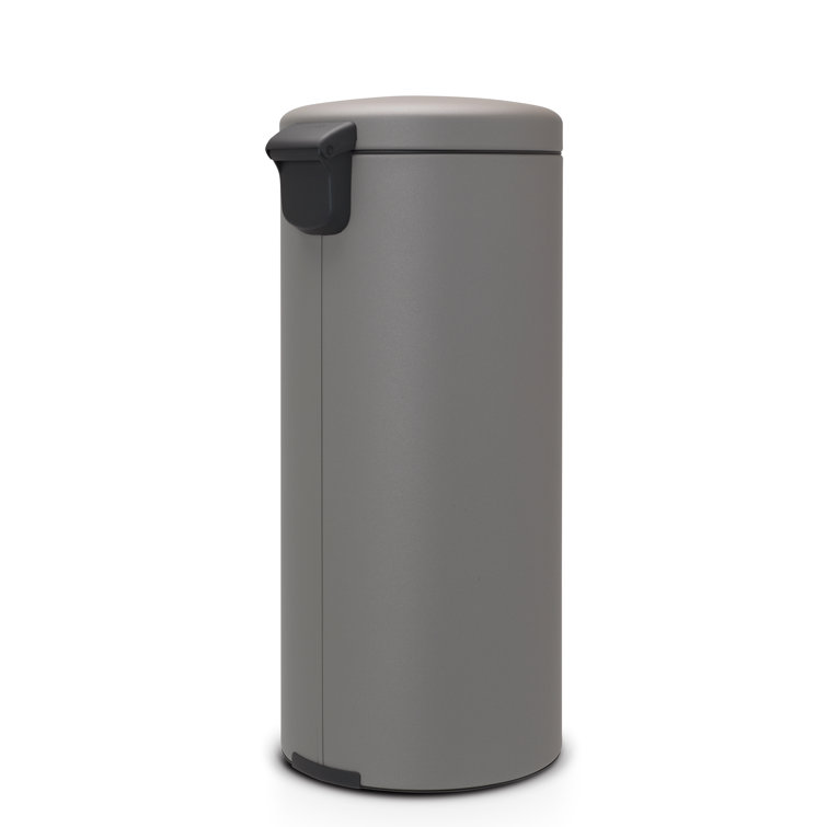 Mineral Concrete Gray Plastic Step-On Kitchen Trash Can, 8 Gallon