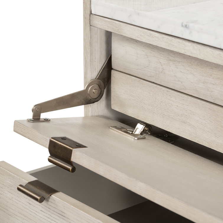 Viggo Vintage White Oak 5-Drawer Tall Dresser with Marble Accent