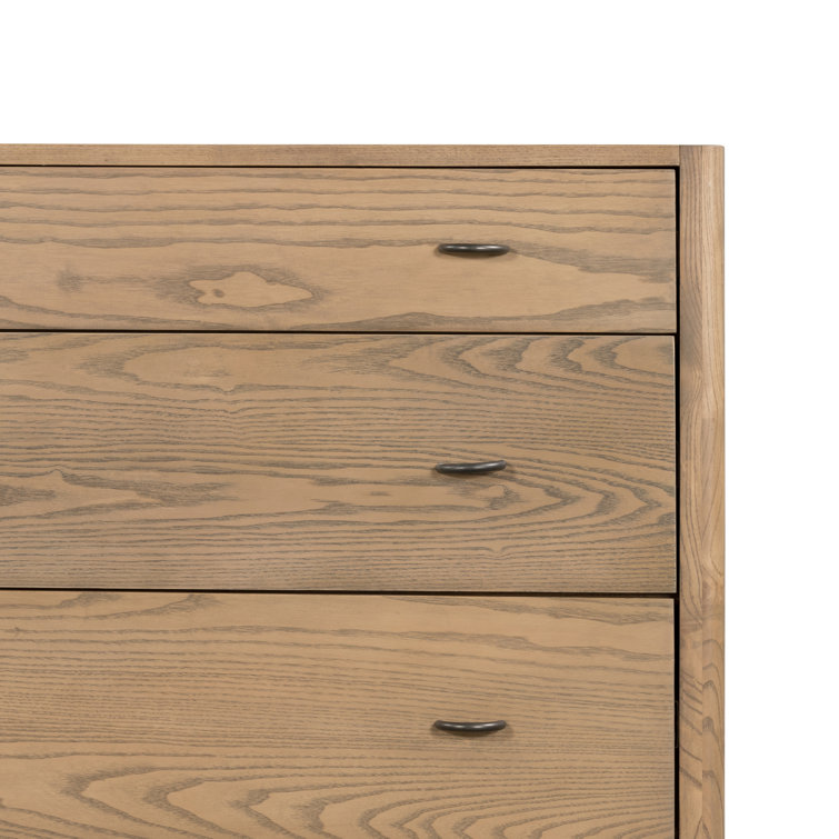 Natural Brown Ash Wood 6-Drawer Dresser with Soft Close Drawer