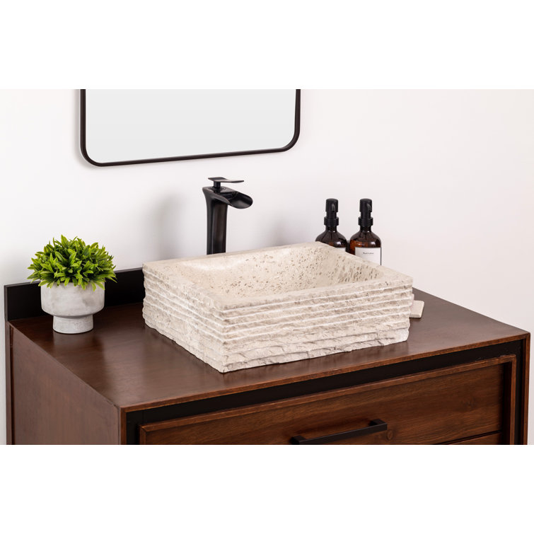 Laguna 17'' Beige Marble Rectangular Bathroom Sink