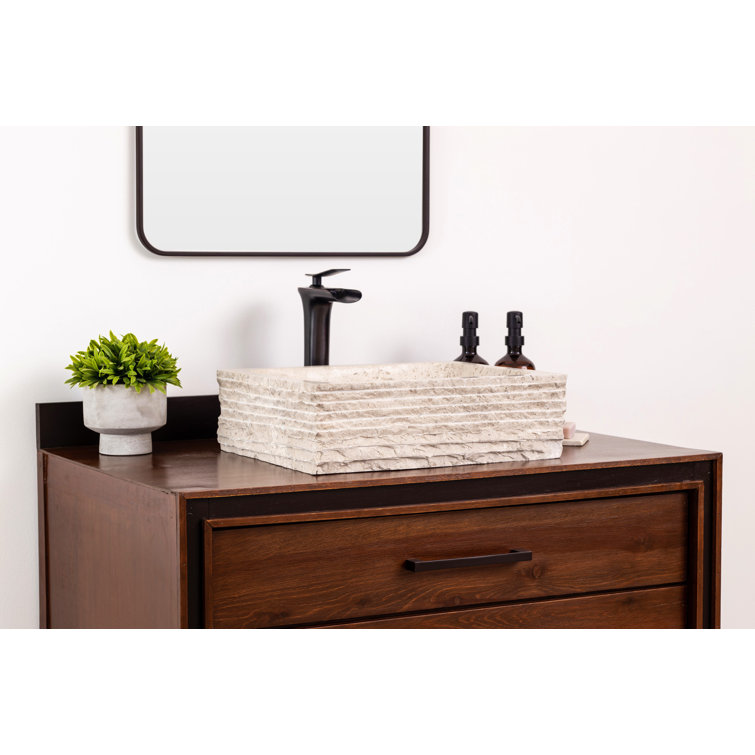 Laguna 17'' Beige Marble Rectangular Bathroom Sink