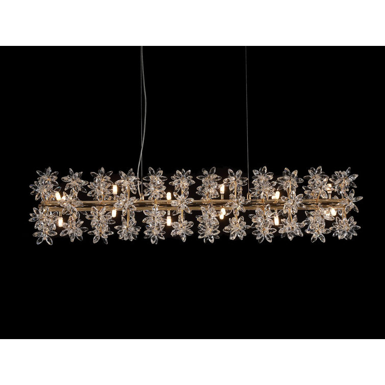 Gold and Crystal 18-Light Floral Drum Chandelier