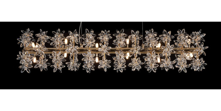Gold and Crystal 18-Light Floral Drum Chandelier