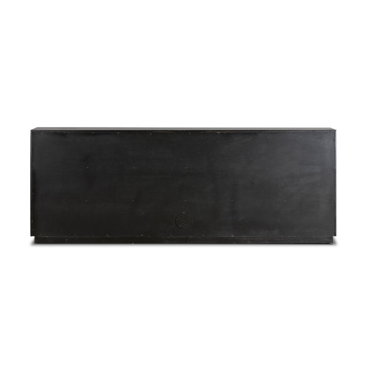 Burnished Black Acacia Media Console with Brass Hardware
