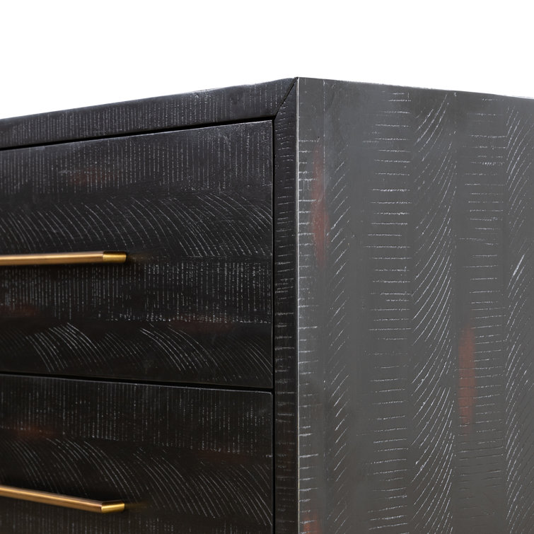 Burnished Black Acacia Media Console with Brass Hardware