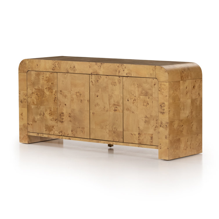 Martine 65'' Brown Natural Poplar Media Console with Storage