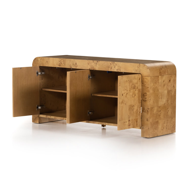 Martine 65'' Brown Natural Poplar Media Console with Storage