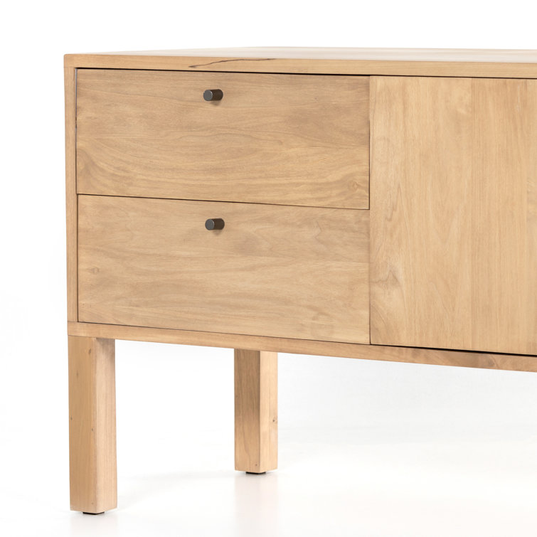 Isador Contemporary 80'' Black and Brown Media Console with Cabinet