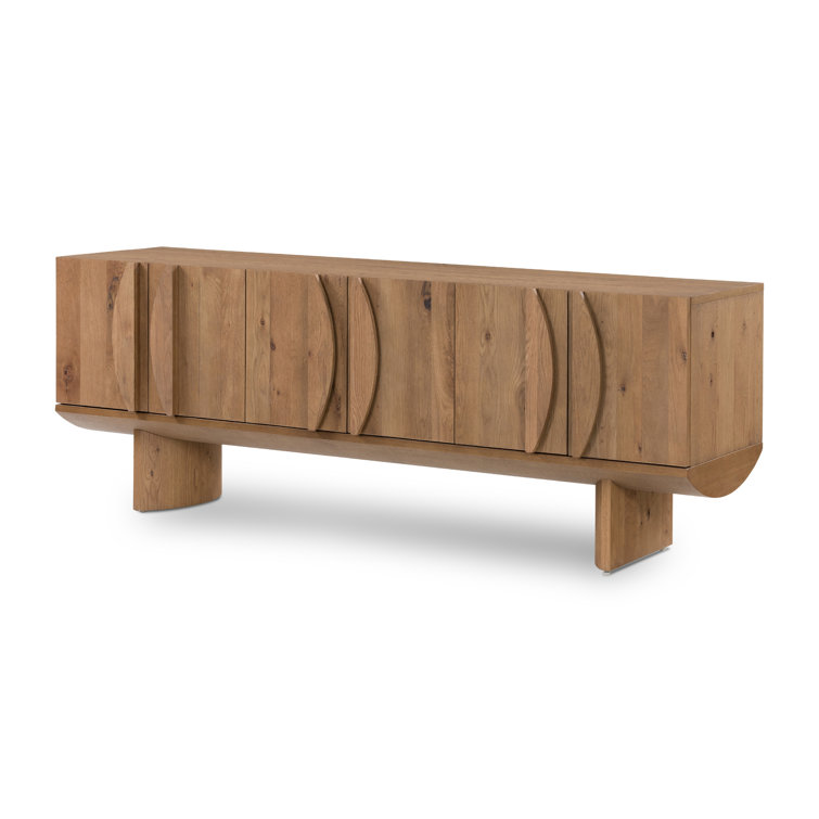 Contemporary Dusted Oak Veneer Demilune Media Console with Storage