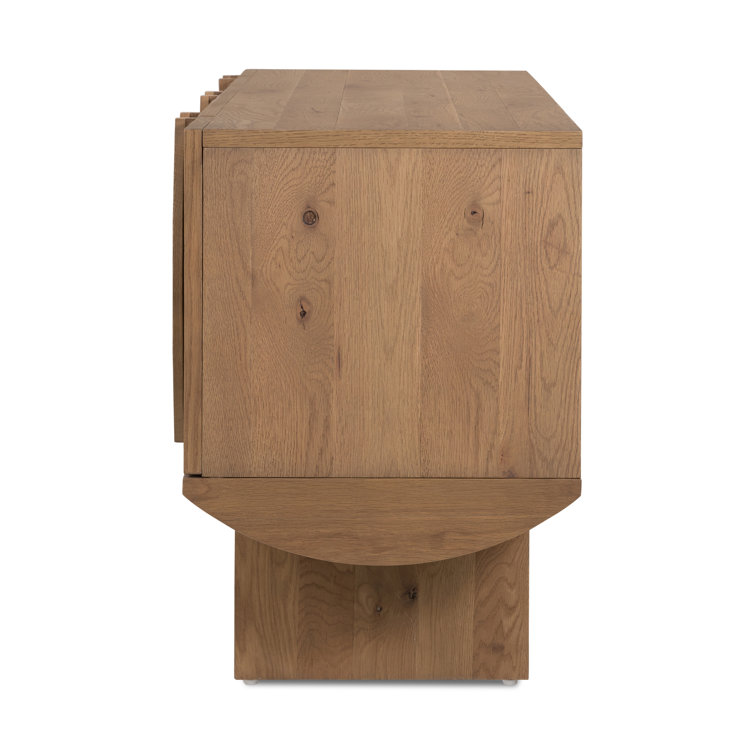 Contemporary Dusted Oak Veneer Demilune Media Console with Storage