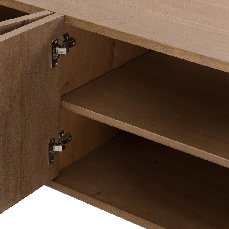 Contemporary Dusted Oak Veneer Demilune Media Console with Storage