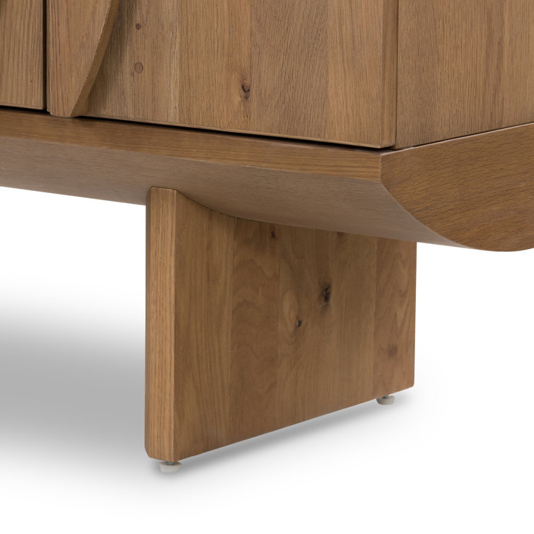 Contemporary Dusted Oak Veneer Demilune Media Console with Storage
