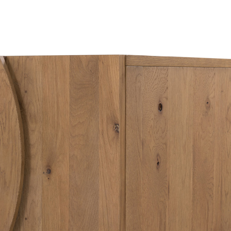 Contemporary Dusted Oak Veneer Demilune Media Console with Storage