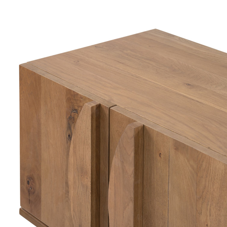 Contemporary Dusted Oak Veneer Demilune Media Console with Storage