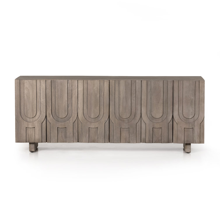 Maya Aged Grey 72" Reclaimed Wood Media Console with Cabinet
