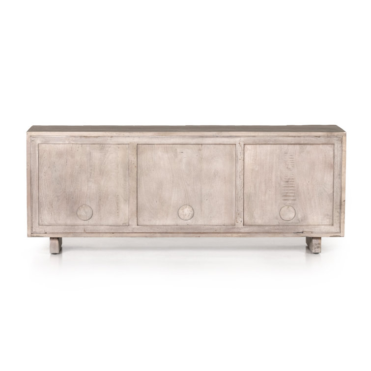 Maya Aged Grey 72" Reclaimed Wood Media Console with Cabinet