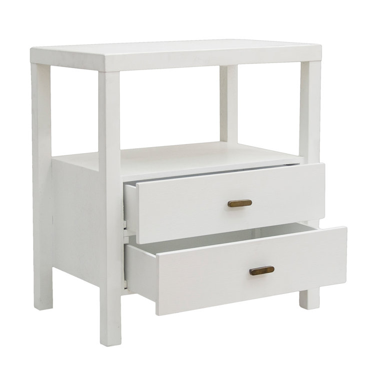 Wind White Solid Wood 2 Drawer Nightstand