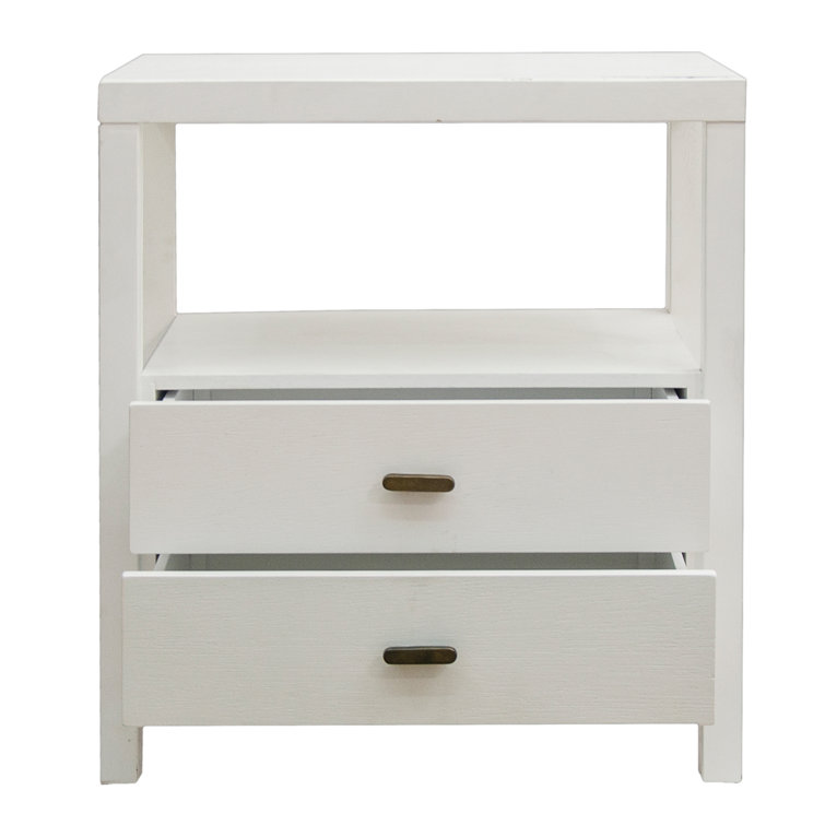 Wind White Solid Wood 2 Drawer Nightstand