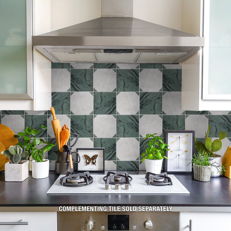 Renaissance 8" x 8" Green Porcelain Marble Look Tile