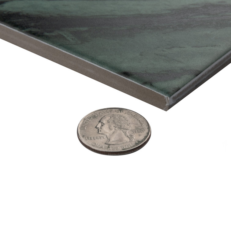 Renaissance 8" x 8" Green Porcelain Marble Look Tile