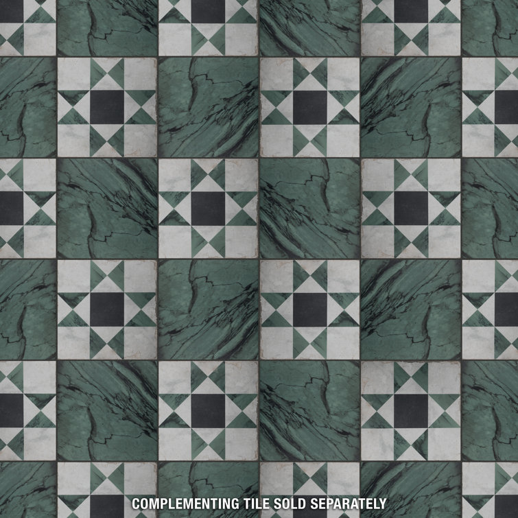 Renaissance 8" x 8" Green Porcelain Marble Look Tile