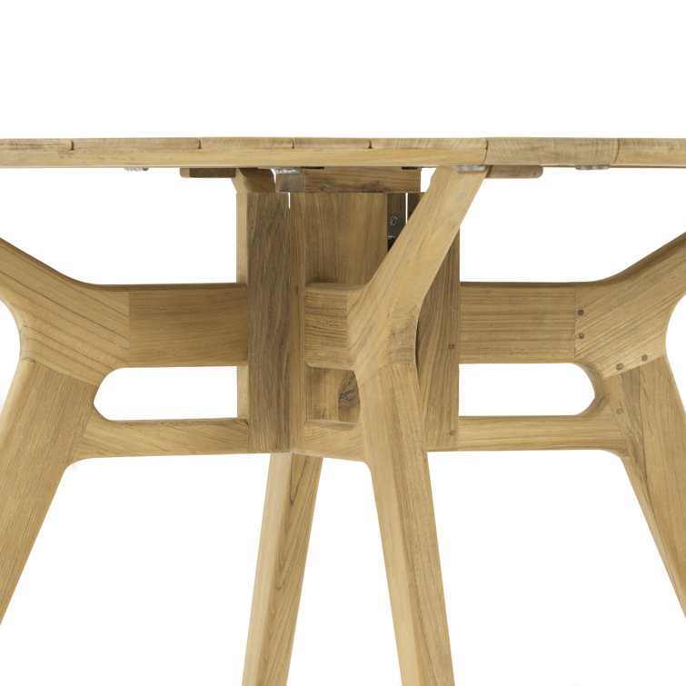 42'' Brown Teak Foldable Round Dining Table