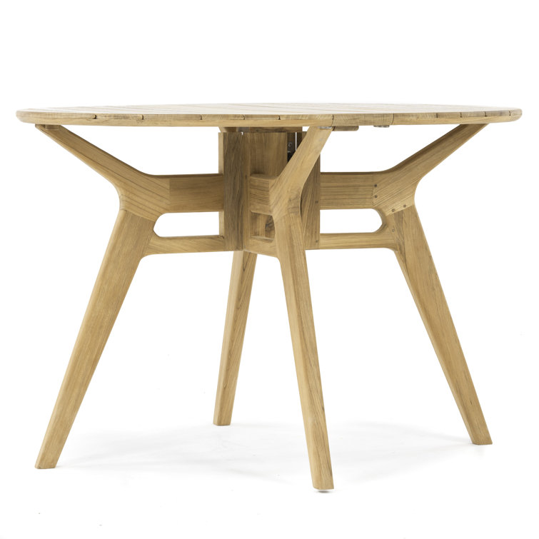 42'' Brown Teak Foldable Round Dining Table
